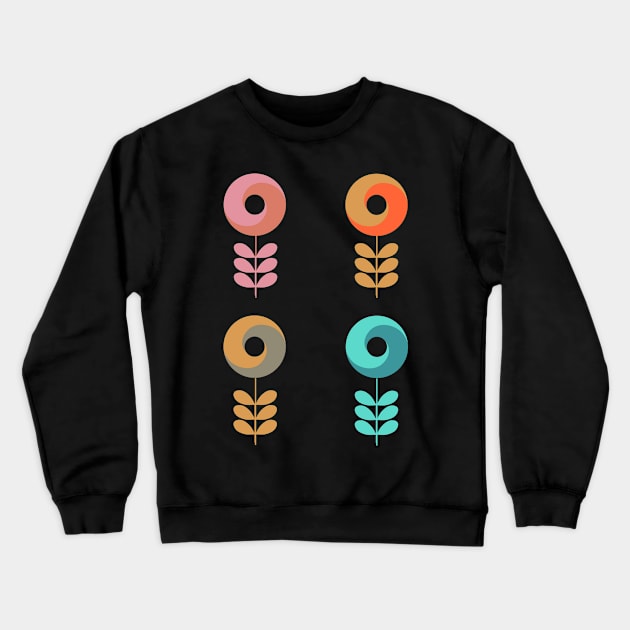 Set of Four Two Tone Retro Flowers Crewneck Sweatshirt by Lisa Williams Design